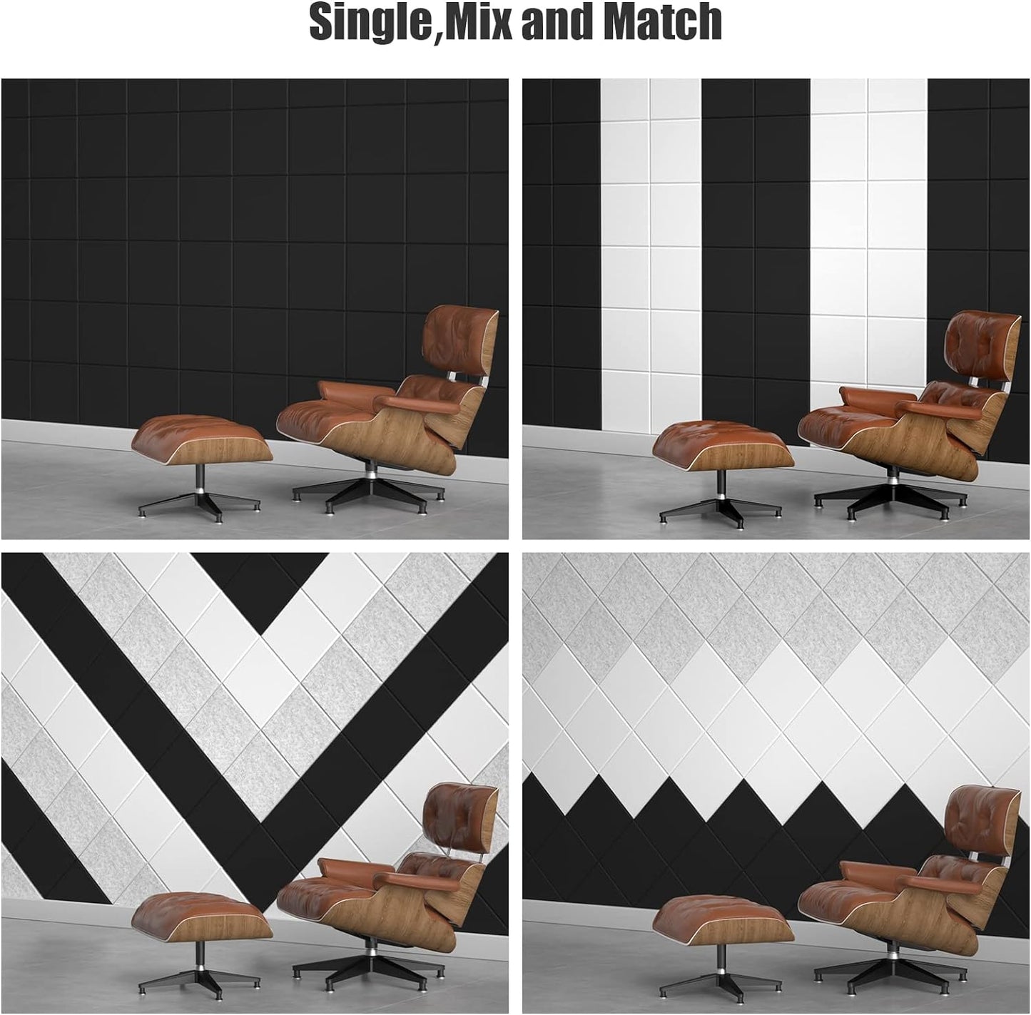 Sonicism 12 Pack Acoustic Wall Panels with Self-Adhesive, 12" X 12" X 0.4" Sound Proof Foam Panels, Decorative Soundproof Wall Panels, Sound Proof Absorbing Tiles for Home & Offices, Black