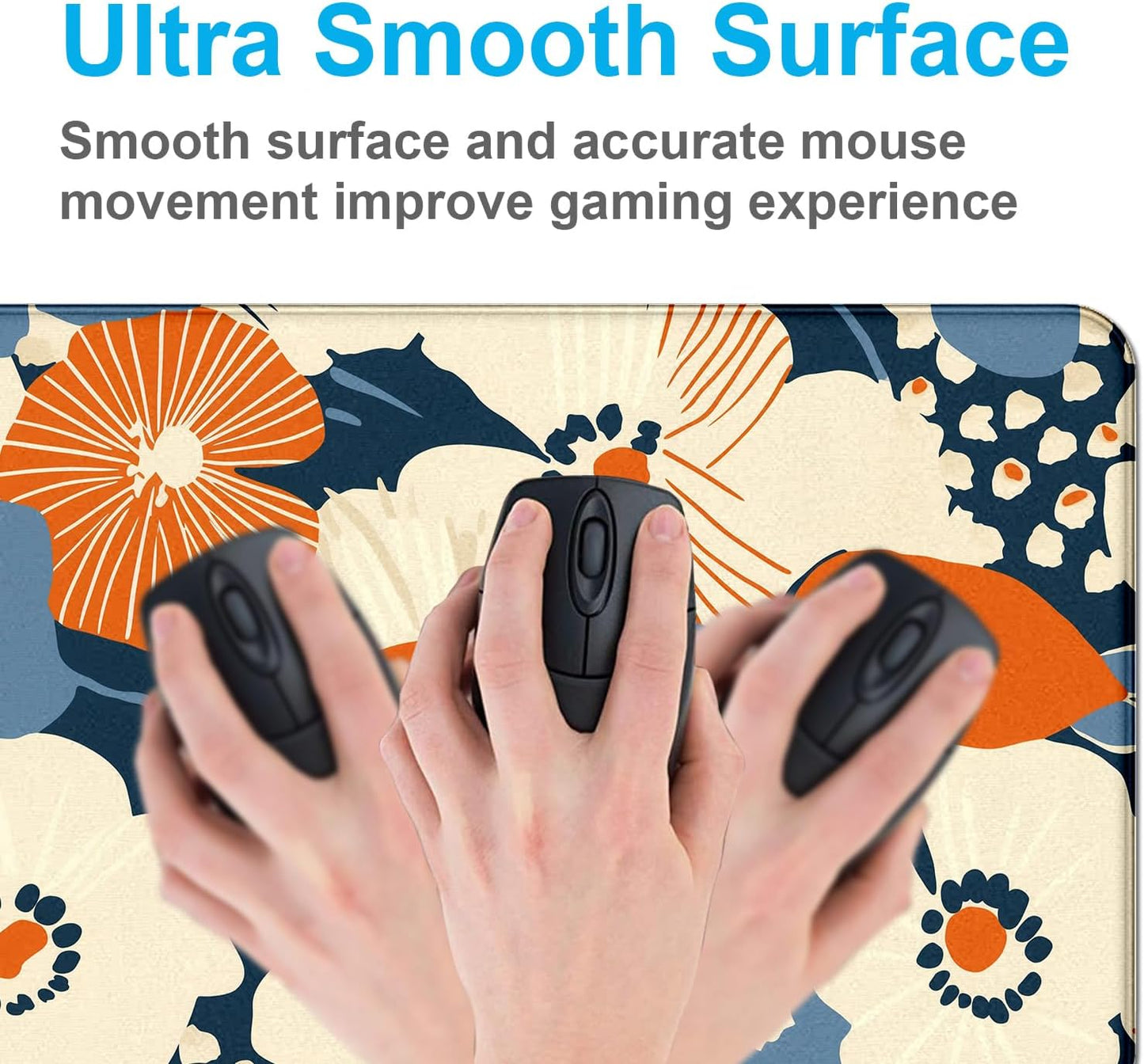 Cute Anime Flower Mouse Pad, Women's Office Desk Accessory Decoration, Expanded Mouse Pad 35.4 x 15.7 x 0.12 Inch Sewn Edge Non Slip Rubber Base