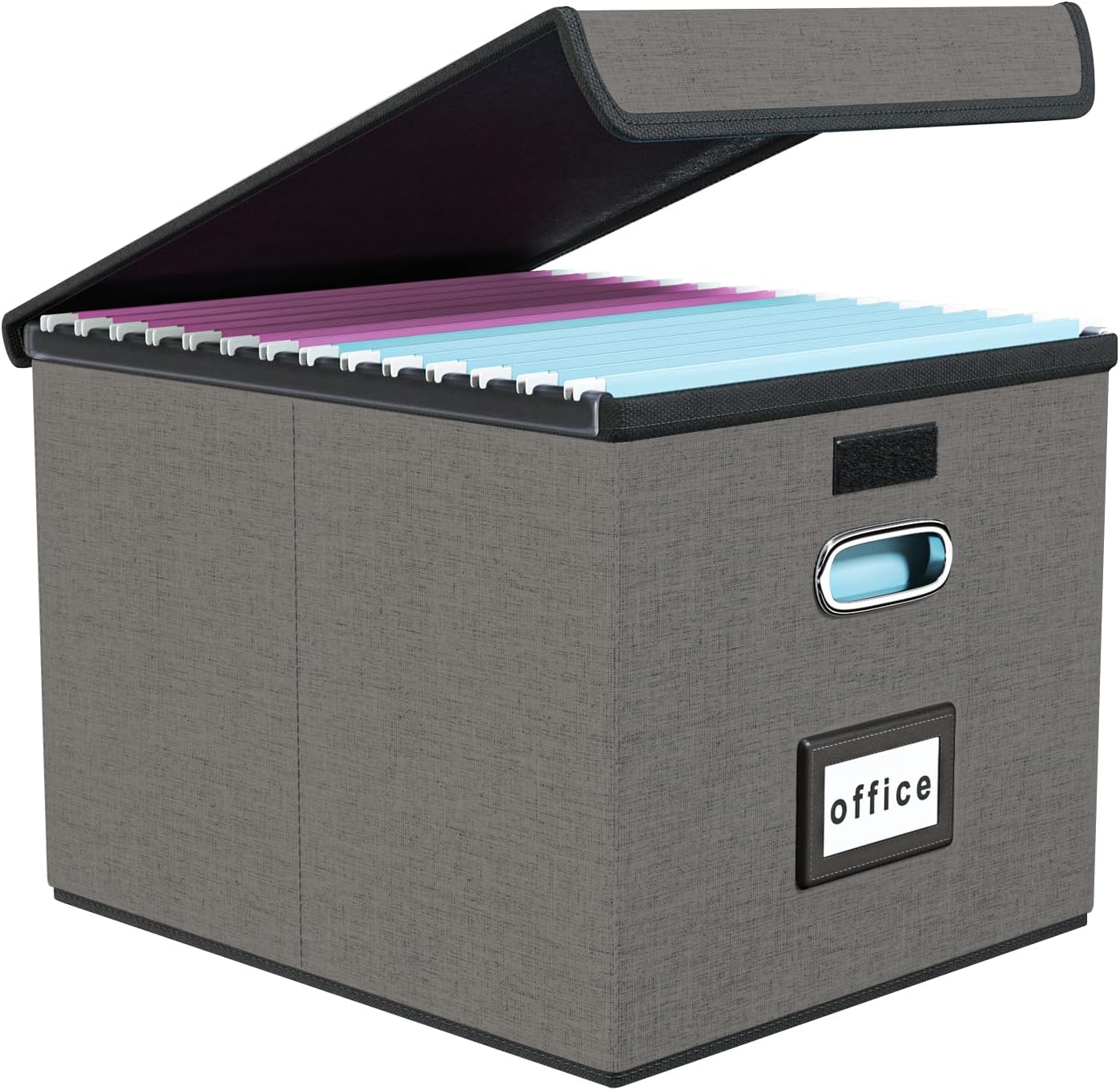 Huolewa Portable File Organizer Box with Lid, Stylish Filing Box Organizer Cabinet For Hanging File Folders, Universal Hanging Filing & Storage Boxes with Plastic Slides for Office/Decor/Home