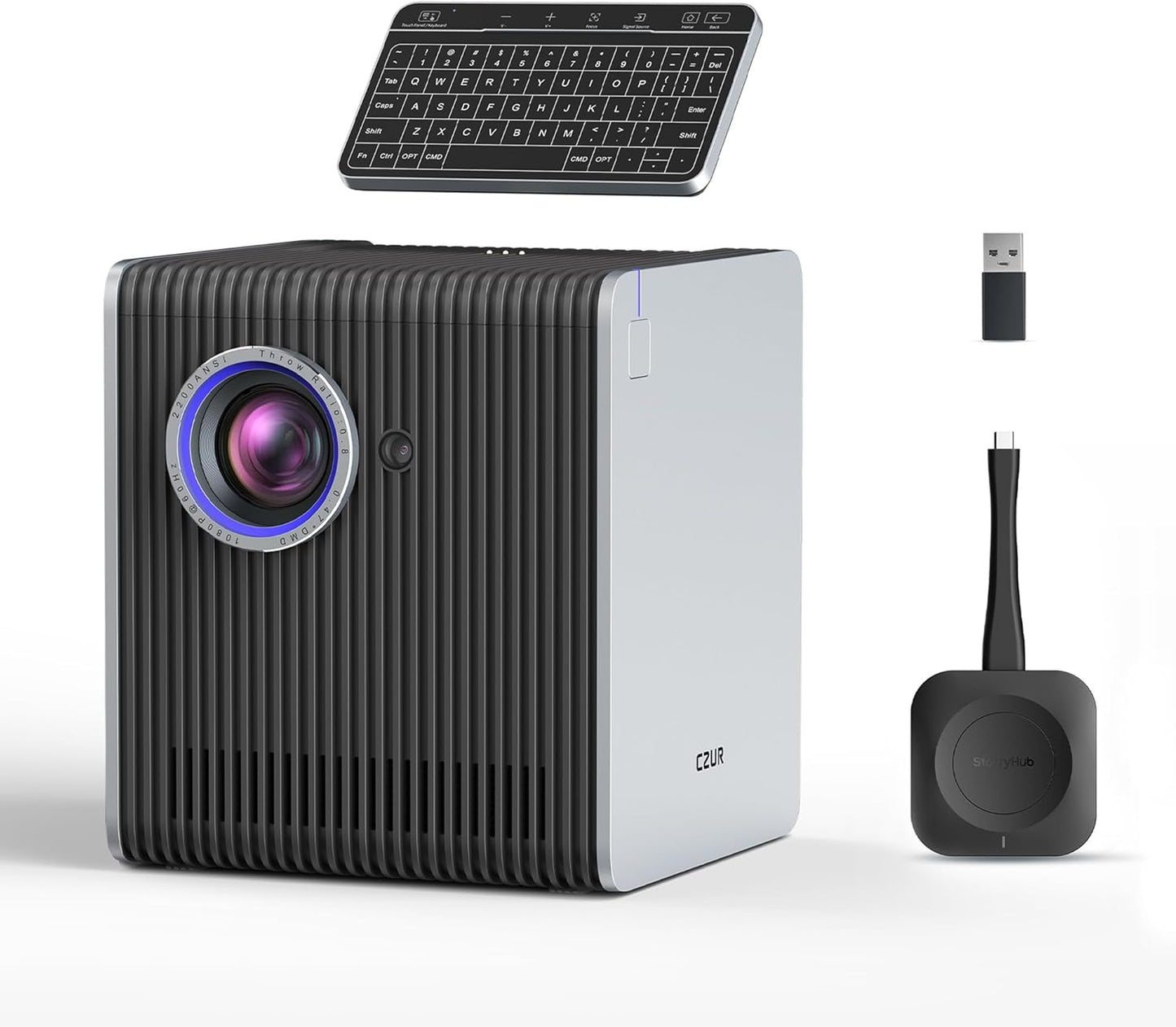 CZUR StarryHub Video Conferencing System, 2200 ANSI Lumens Short Throw Projector + HD 1080P Conference Room Camera with Auto Framing + 6 AI-Driven Microphones + Conference Speakers