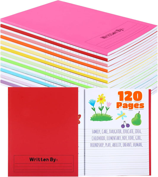 Henoyso 12 Pcs 120 Pages Primary Composition Notebooks K-2 9 3/4 x 7 1/2 Inch Journals Primary Journals Blank Books for Kids to Write Stories Kindergarten (Classic Color)