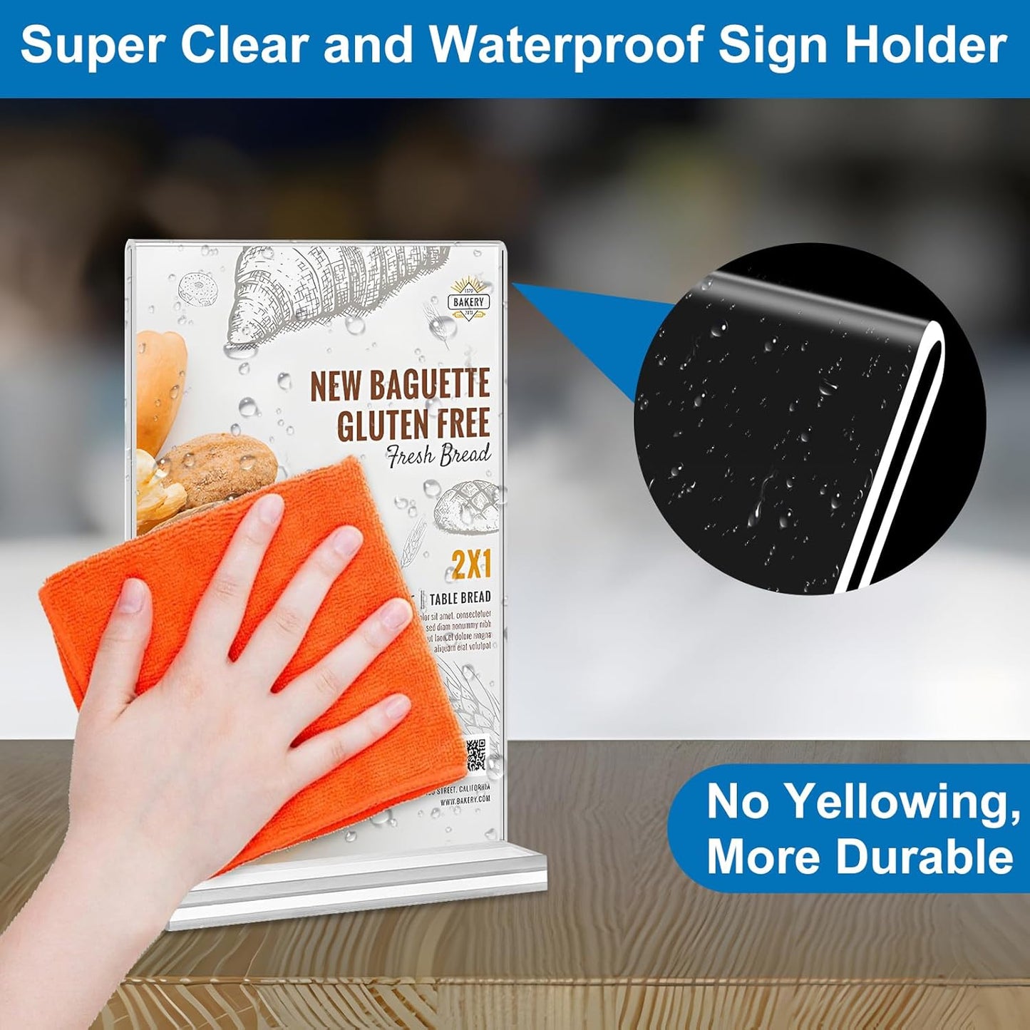 Acrylic Sign Holder 4x6, 3 Pack Clear TableTop Sign Holder-Sided, Plastic Flyer Display Holder with Vertical Base, Clear Flyer Stand Menu Table Display Holders for Restaurants Office Store Show Fair