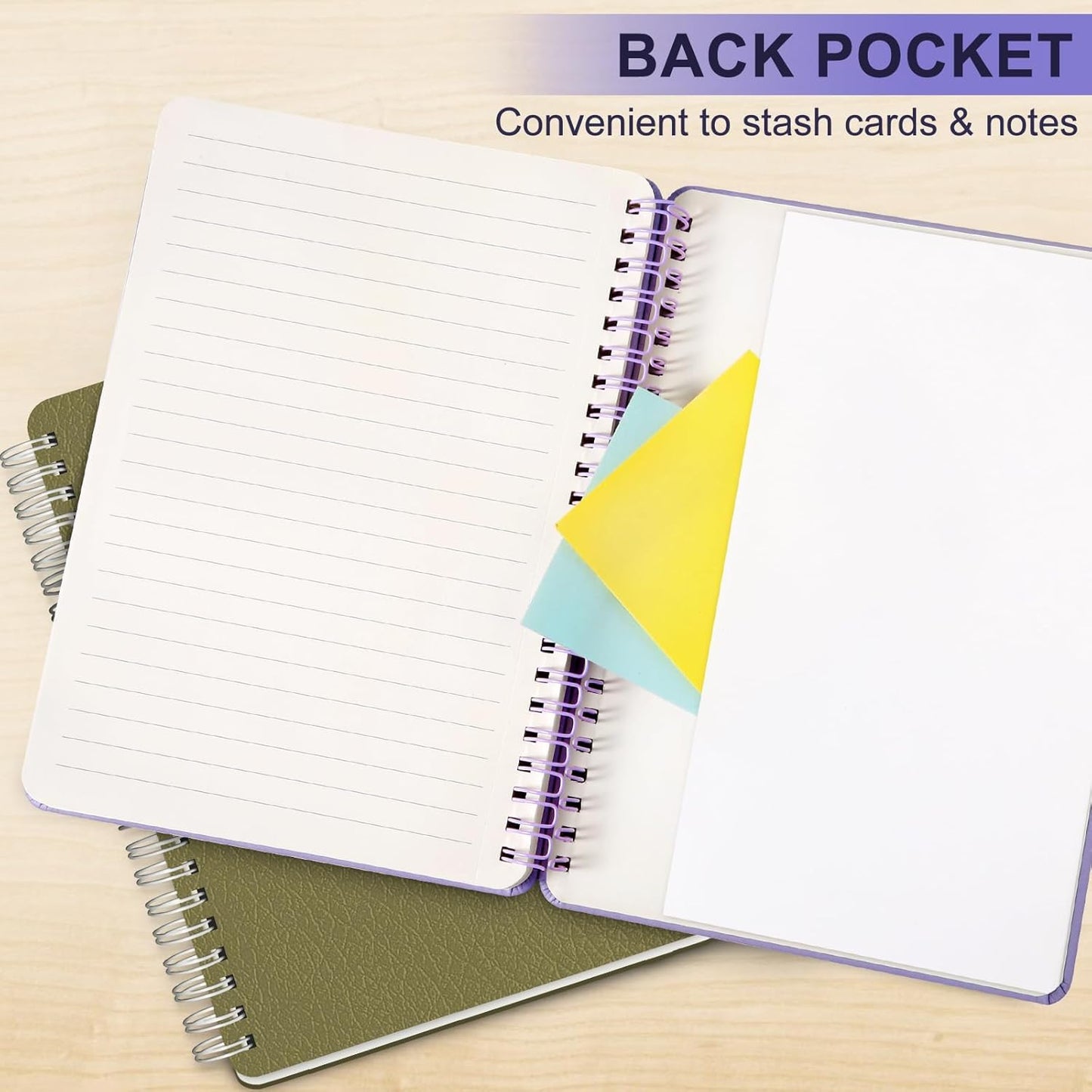 Lined Spiral Journal Notebook, A4 Hardcover Leather Notebook for Work, 8.5''×11'', 100GSM Thick Paper Spiral Bound Journaling Notebooks for Women & Men Office School Note Taking Business, Purple