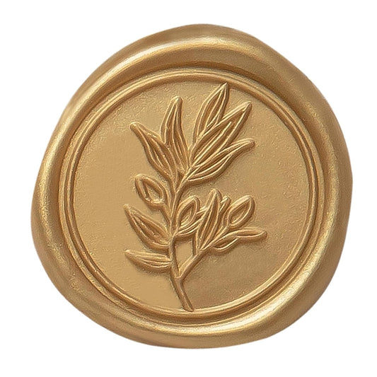 PONATIA Gold Wax Seal Stickers - Eucalyptus Wedding Invitation Envelope Seal, 50 Pcs Self-Adhesive, Perfect for Invitations, Christmas, Gift Wrapping, Party Menu Decor