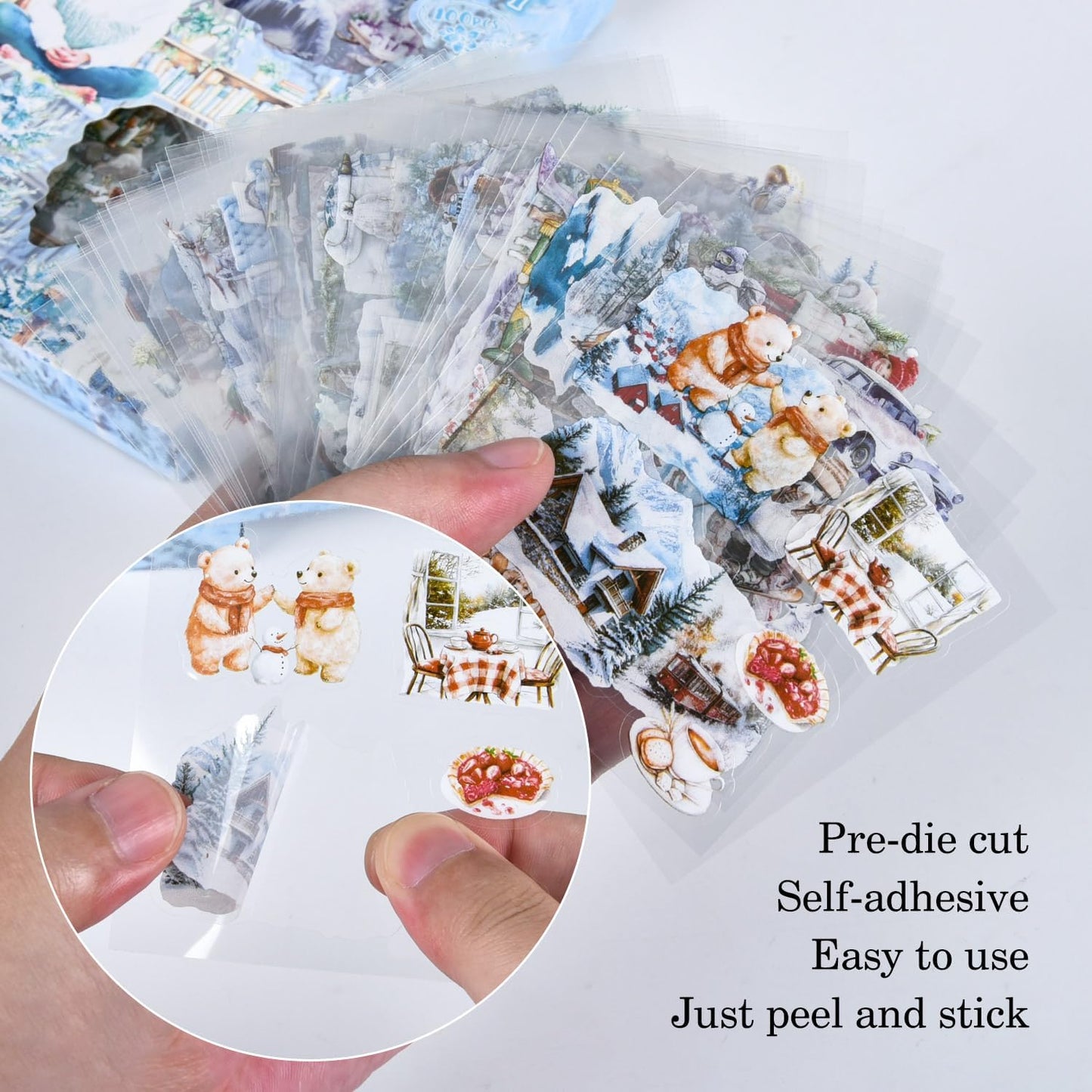 100 Sheets Retro Junk Journal Stickers - Transparent PET Decorative Girls People Flowers Stickers for Journaling Bullet Album Scrapbook Diary Planner Gift DIY Craft Laptop Phone Case