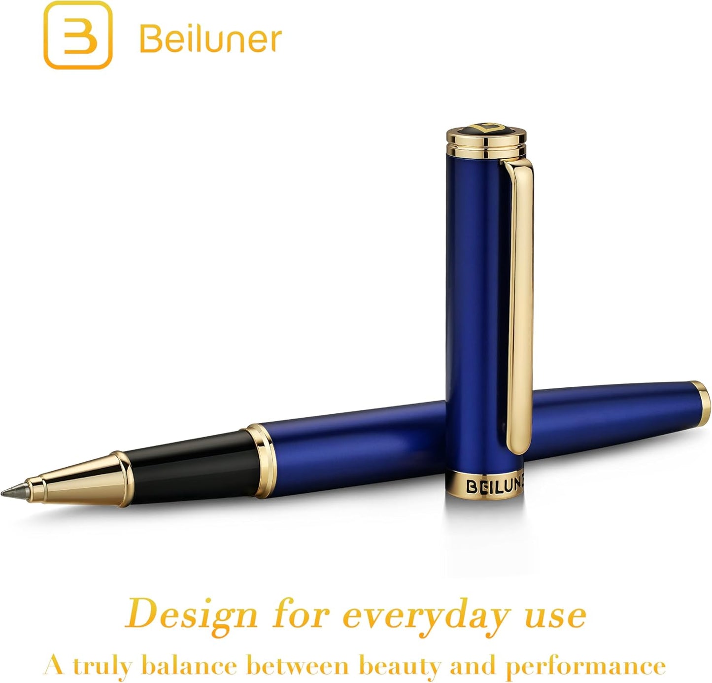 BEILUNER Luxury Rollerball Pen,24K Gold Trim,Noble and Elegant Designs,Schneider Ink Refill, Best Roller Ball Pen Gift Set for Men & Women, Professional, Executive Office, Nice Pens