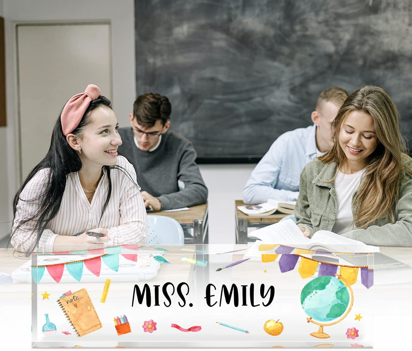 Gowelly Office Acrylic Teacher Name Plate for Desk |Desk Name Plate Personalized| Custom Teacher Appreciation Gifts in Bulk |Office Teacher Supplies Gifts for Women|Gifts for Teachers