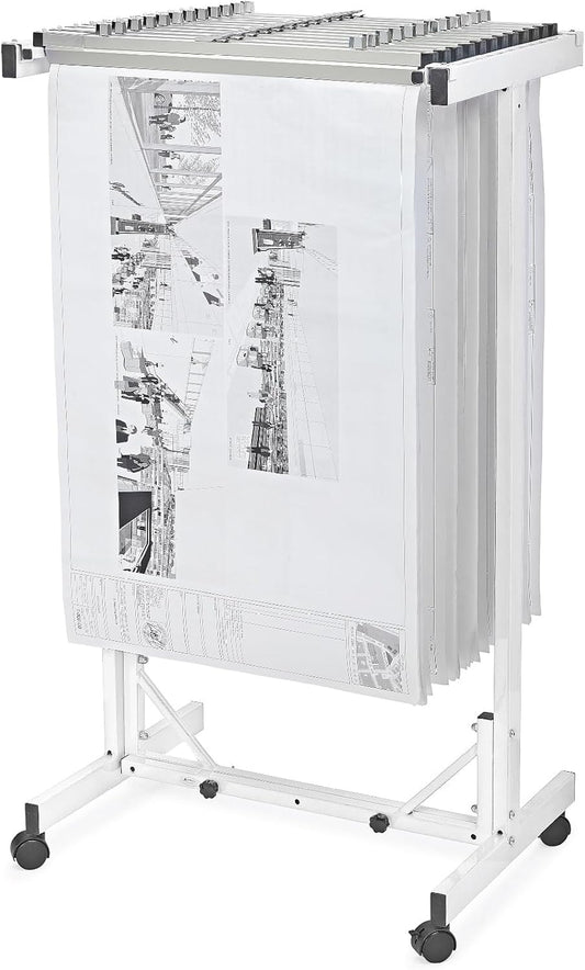 Adir Mobile Blueprint Storage Rack - Adjustable Mobile Blueprint Holder, Vertical Architect Drawing Rack with Wheels, Poster Display, Construction Plans Holder (Without Blueprint Clamps)