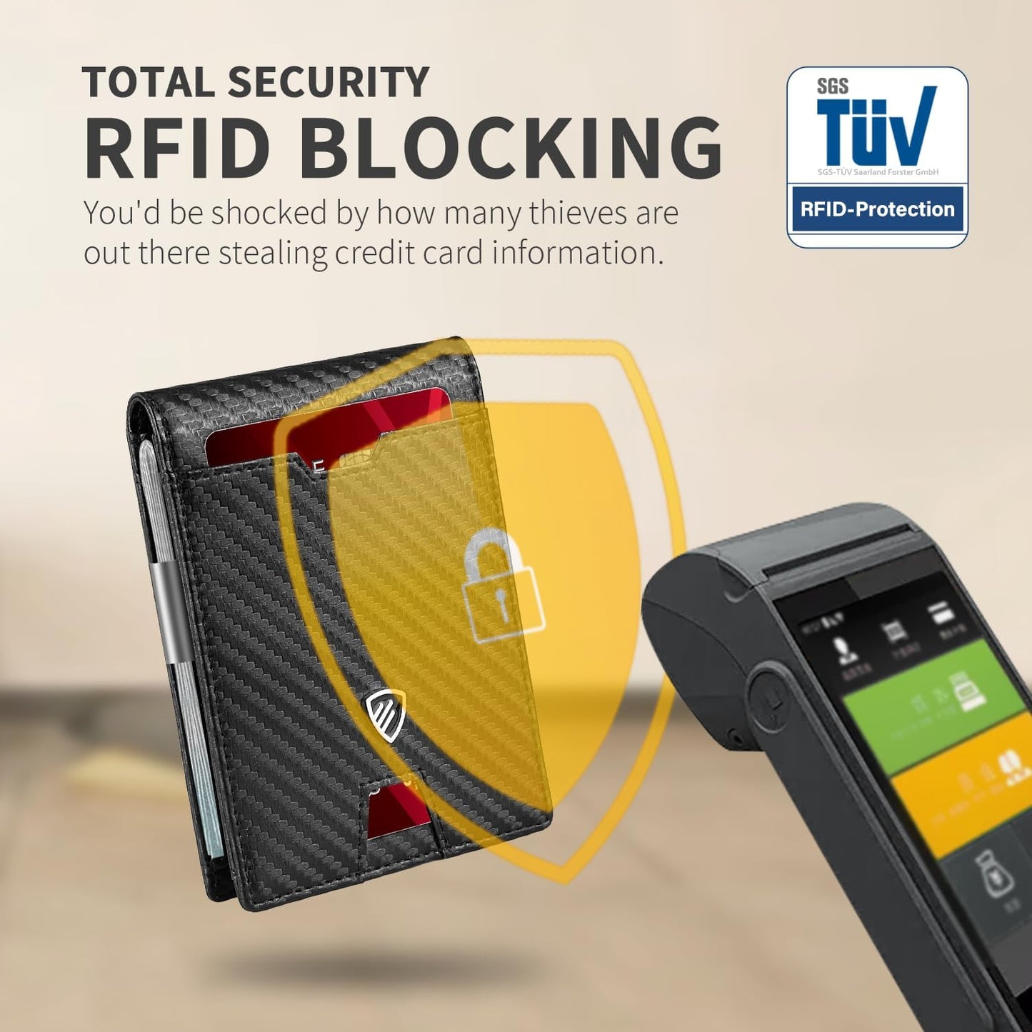 RUNBOX Mens Slim Wallet with Money Clip RFID Blocking Bifold Credit Card Holder for Men with Gift Box