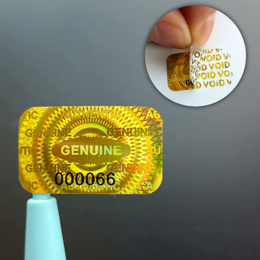 380pcs Hologram Tamper Evident Stickers Security Sticker Warranty Void Seal Tamper Proof Labels Stickers with Unique Sequential Serial Numbering (Gold,1 X 0.6 Inch,GQYH)