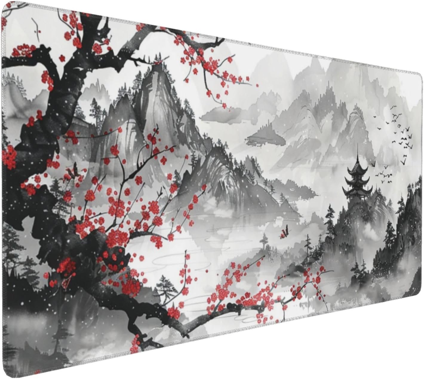 35.4 x 15.7 in, Waterproof XXL Large Mouse Pad for Desk, Extended Keyboard Mouse Mat for Computer Office, Big Laptop Mouse pad, Gaming Pc-Japanese Watercolor Cherry Blossom