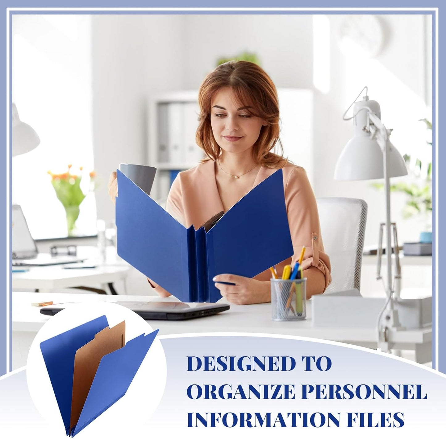 36 Pcs Classification Folders Letter Size, 1 Divider Pressboard File Folder with Fasteners, Expanding File Organizer Bulk for Teachers, Clergy, Office, Church, Christmas Donations (Dark Blue)