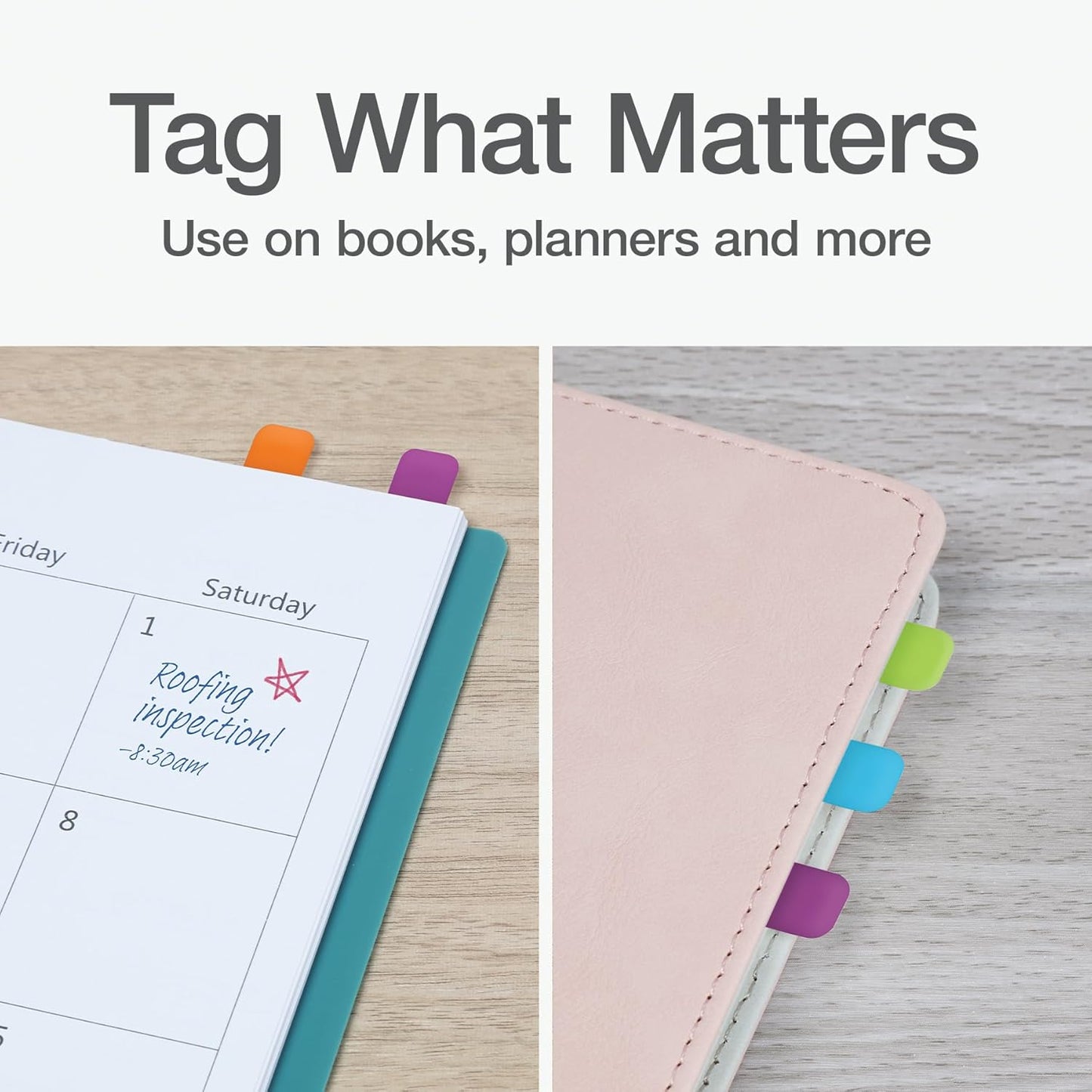 Redi-Tag Write-On Tabs, Permanent Adhesive Index Tabs, Tropical Colors: Purple, Green, Blue, Dark Blue, Orange, 1" x 7/16", 130 Pack (1009304)