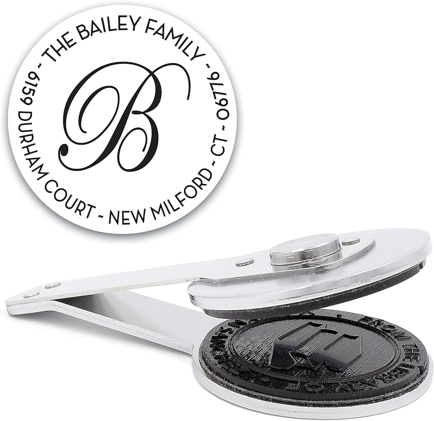 Custom Monogram Address Desk Embosser - Personalized Round Seal - Insert Only - Style EMD028