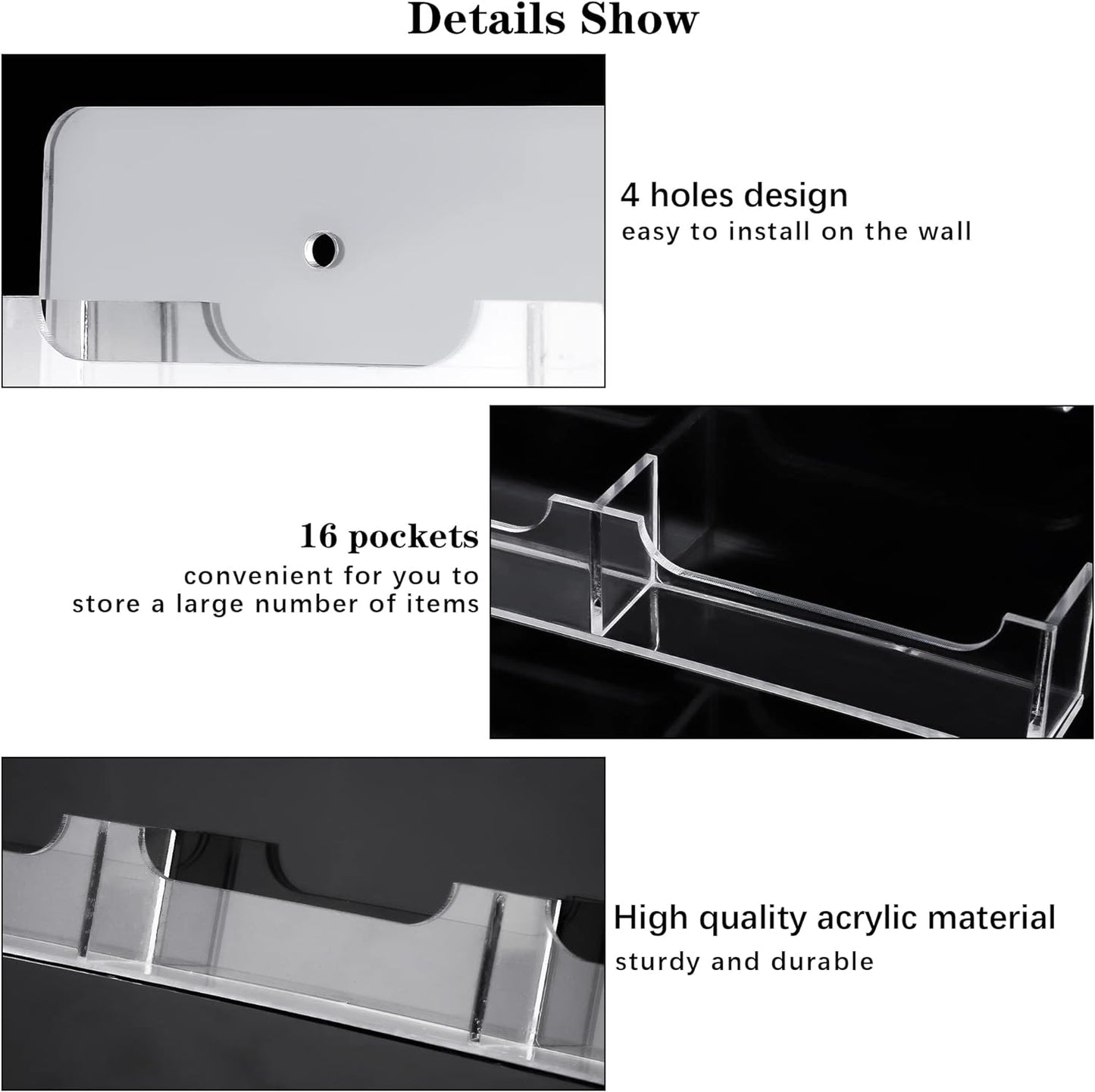 TURSTIN Business Card Holder Wall Mount Clear Sticker Display Marketing Holder Acrylic Business Card Stand Multi Pocket Rack Organizer Space Saver for Home Office (16 Pockets)