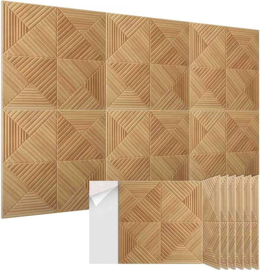 6 Pack Large Acoustic Panels,23.6 x 23.6 Inches Soundproof Wall Panels,Decorative Sound Panels,Self-Adhesive Acoustic Wall Panels,Decorative Soundproof Panels for Home Studio Office,Log color