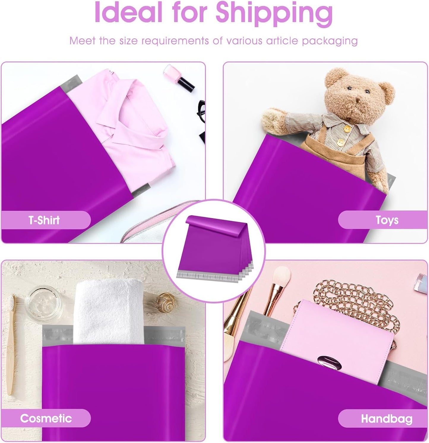 Metronic Poly Mailers 10x13 100 PC, Small Shipping Bags Mailing Envelopes Self Seal, Mailers Poly Bags for Shipping Waterproof and Tear-Proof, Mailing Bag Packaging Bags for Small Business, Purple