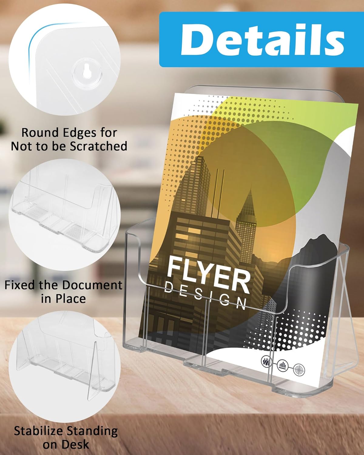 Acrylic Brochure Holder 8.5 x 11 Inch, 2 Packs Acrylic Sign Holder, Brochure Display Stand, Flyer Holder, Magazine Holder, Pamphlet Paper Literature Holder, Menu Stand For Desk or Wall Mount