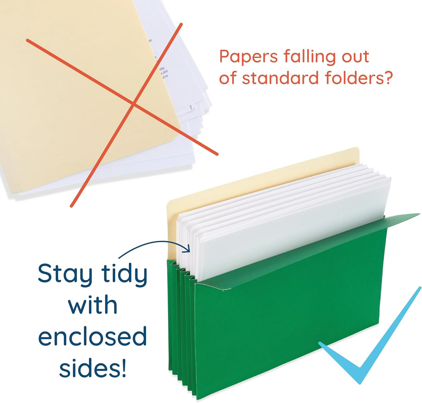 Blue Summit 10 Expanding File Pockets, Accordion File Folders Letter Size, 5.25” Expandable Pockets, Assorted Colors