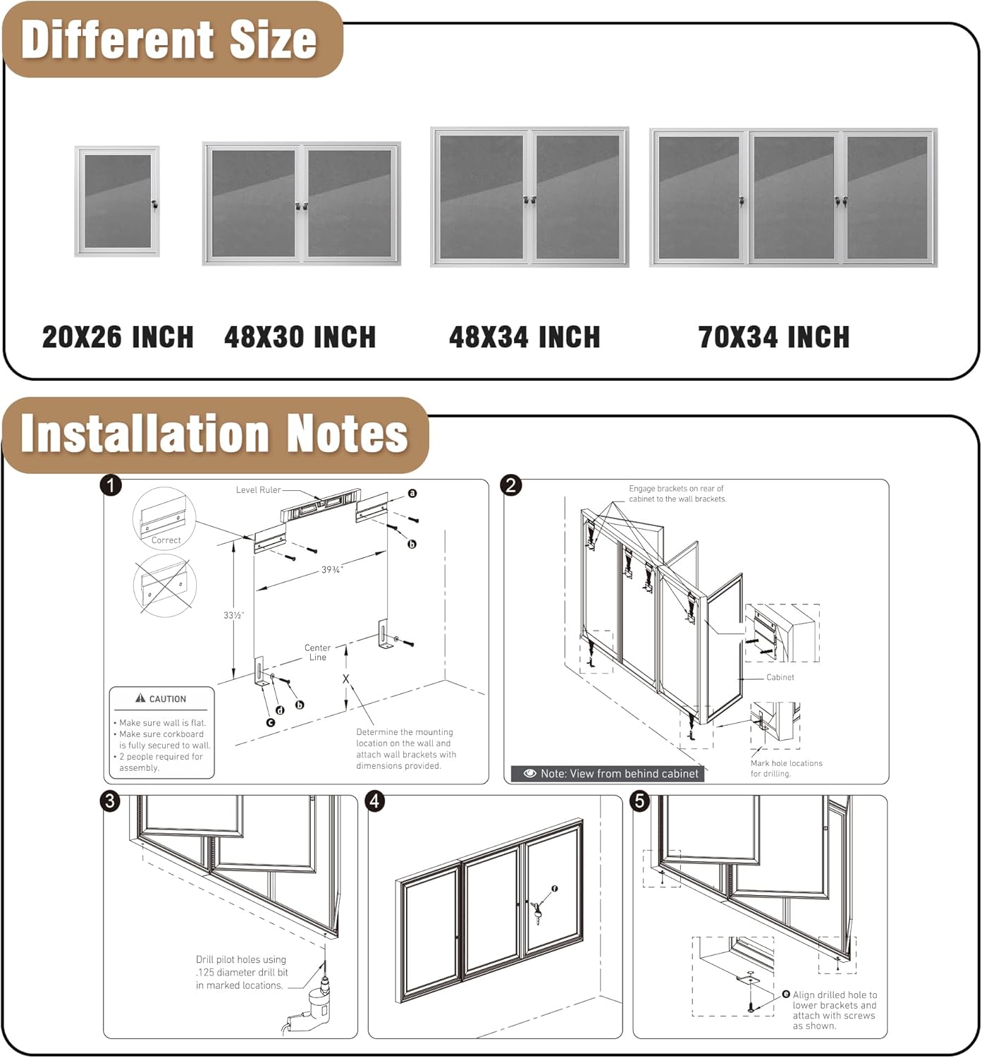 70"x34" Enclosed Bulletin Board, Outdoor Lockable Weather-Resistant Aluminum Cork Noticeboard for School & Office, Silver Frame w/Grey Flet