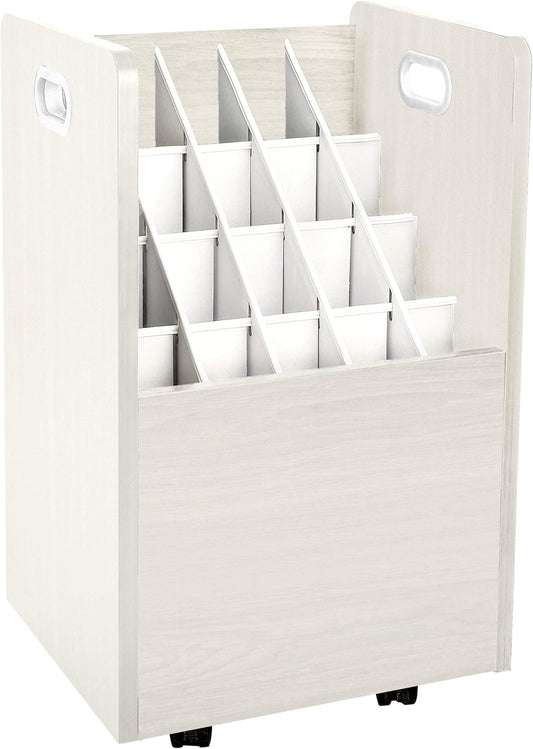 Adir Blue Print Storage Organizer - Mobile Roll File Cart, Construction Plan Holders, Blueprint Cabinet with Wheels, Roll Files Storage for Office and Home (20 Slots, White)