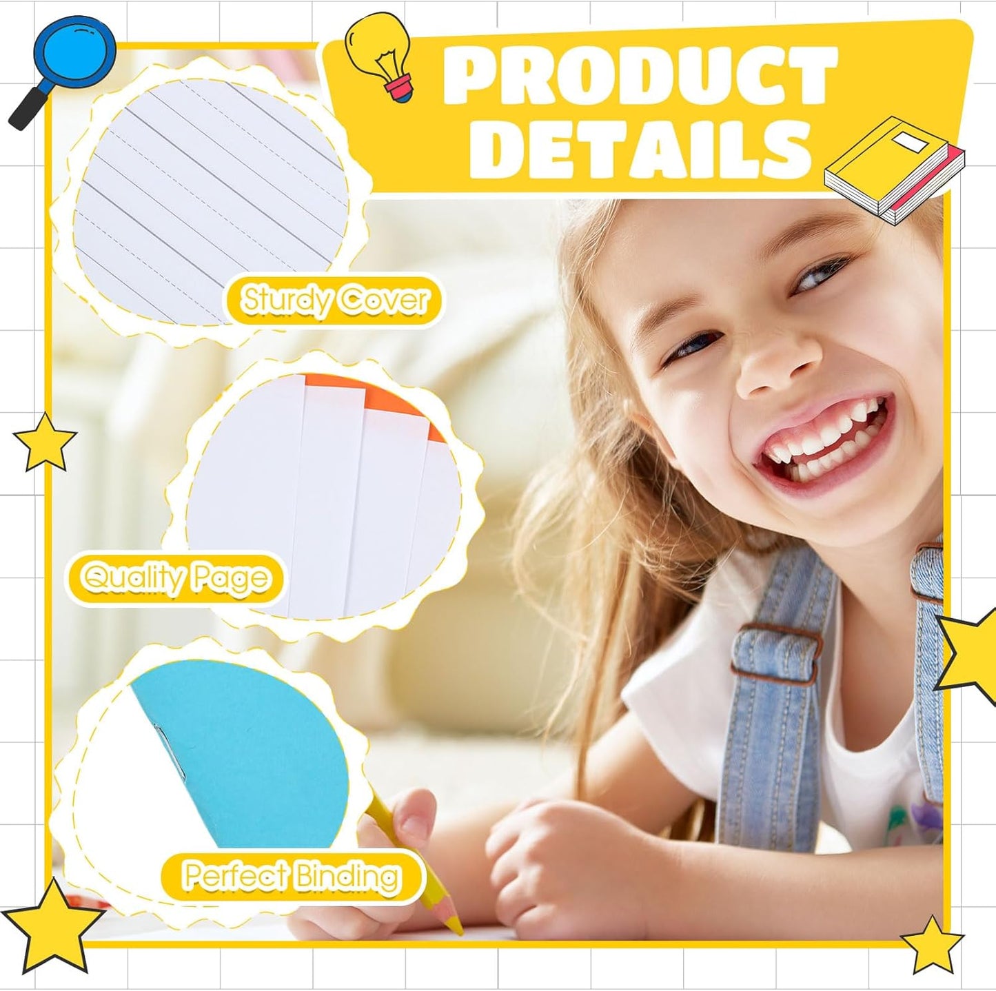 Henoyso 24 Pcs Primary Composition Notebook K-2 9 3/4 x 7 1/2 Inch Primary Journal, Back to School Supplies, Bulk Blank Writing Book for Kid to Write Draw Journal 60 Page Notebooks (Multicolored)