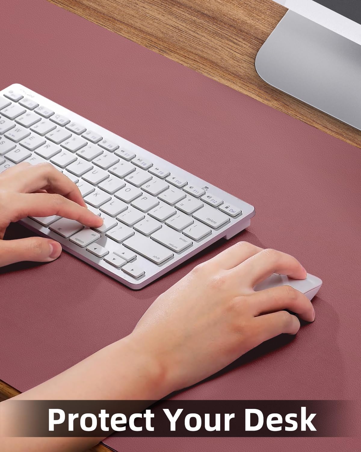 PULeather Non-Slip Desk Mat, Large Mouse Pad & Laptop Desk Pad - Waterproof Writing Pad for Office & Home (Light Purple, 35.4" x 17")