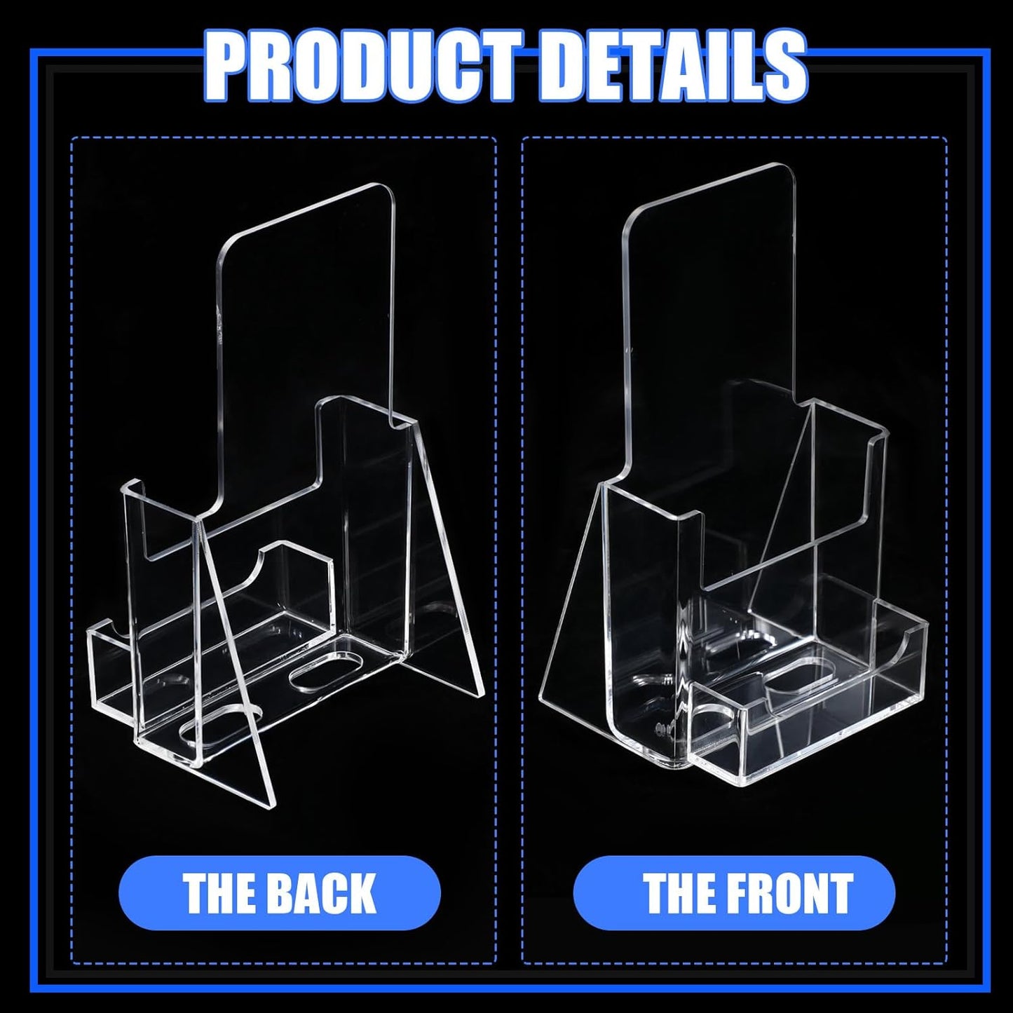 Wenqik Acrylic Brochure Holder with Business Card 4.1 Inch Rack Card Holder Pamphlet Display Stand Organizer for Menu Flyer Magazine Office Booklets(8 Pcs)