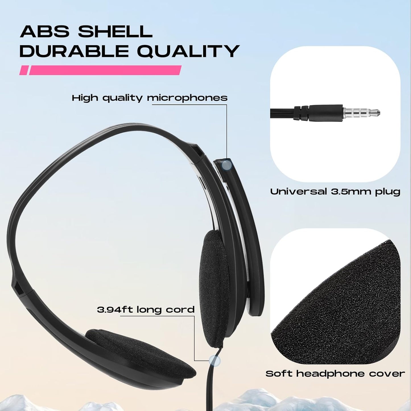 Yunsailing 20 Pack Bulk Classroom Headphones with Microphone Students Kids Wired School Class Set Headphones for School Library Computer Office Adults 3.5 Jack Universal Plug(Multicolor)