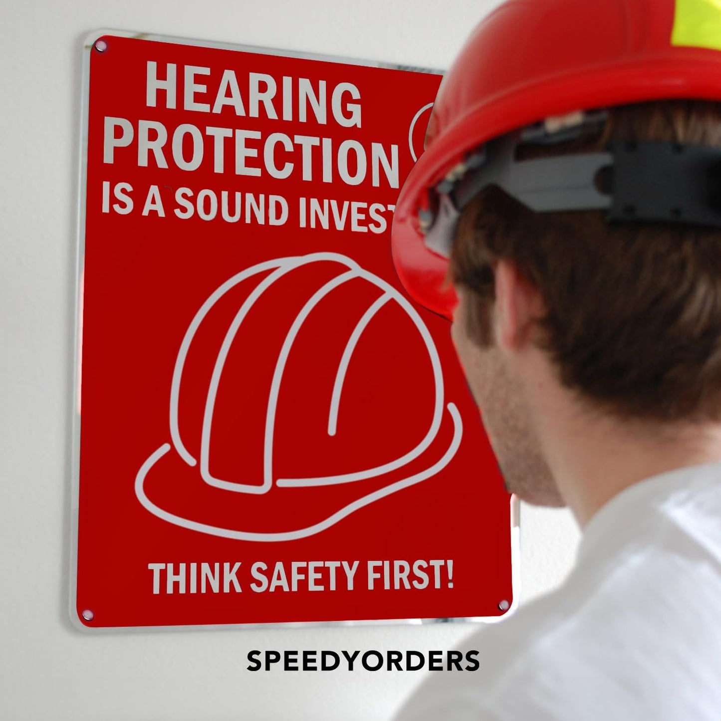 SPEEDYORDERS Custom Outdoor Metal Signs, Personalized Aluminum Signs, Customized Safety Signs, Metal Business Signs, Waterproof Outdoor Business Signs, White Aluminum (Red & White, 7x7 In)