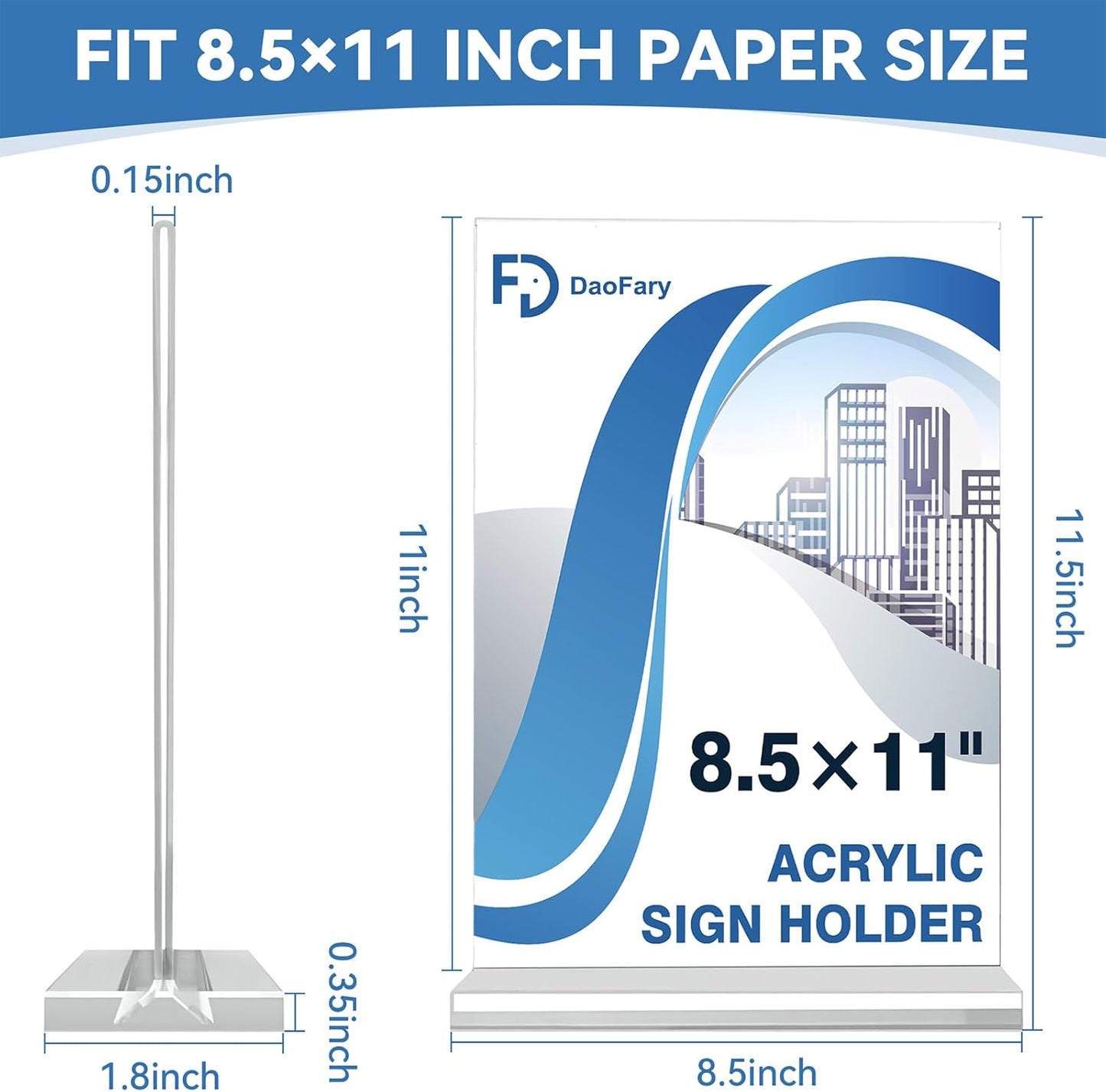 Daofary 3 Pack Acrylic Sign Holder 8.5 x 11 Clear Display Table Signs Stand, Double Sided T Shape Flyer Holder Plastic for Picture Paper Frame Holder Home Office Menu Retail Show Fair, transparent