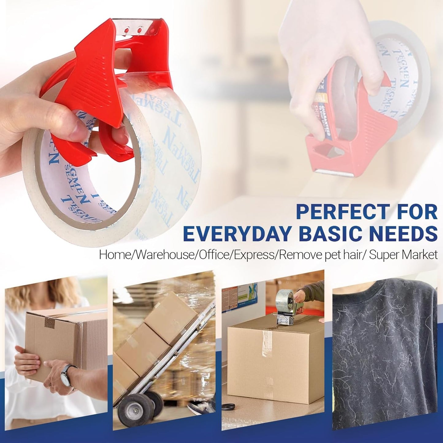 Heavy Duty Clear Packing Tape with Dispenser Combo for Shipping, Moving & Storage,Thicker Clear Packing Tape, 1.88 inches Wide, 60 Yards Per Roll, 36 Pack 2160 Total Yards