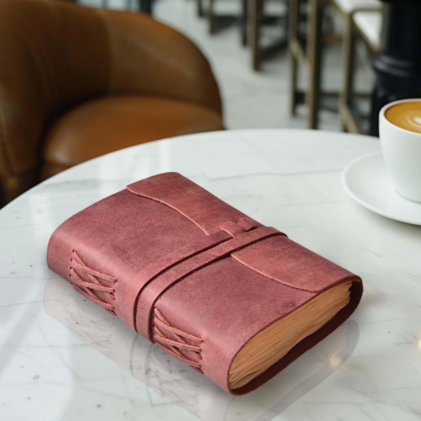 LEATHER VILLAGE Leather Bound Journal - Fuchsia, 11.5"X8.50", 220 Pages - Vintage Blank Paper Diary for Writing, Drawing, Sketchbook, and Travel Notebook - Ideal for Women and Men