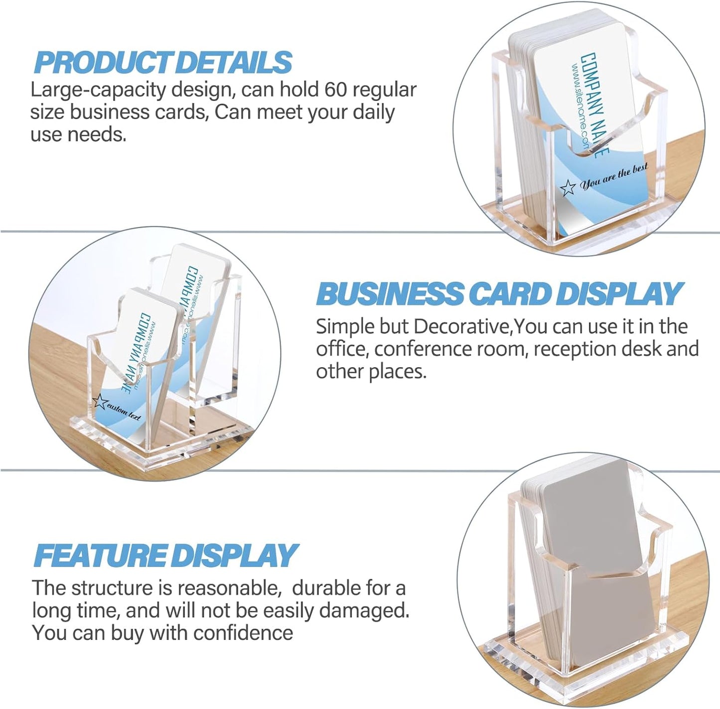 Custom Business Card Holder Desk-Personalized Engraved Wooden Business Card Case Holder, Customized Name Logo Business Card Display Gifts for Men Women (Acrylic-Vertical)