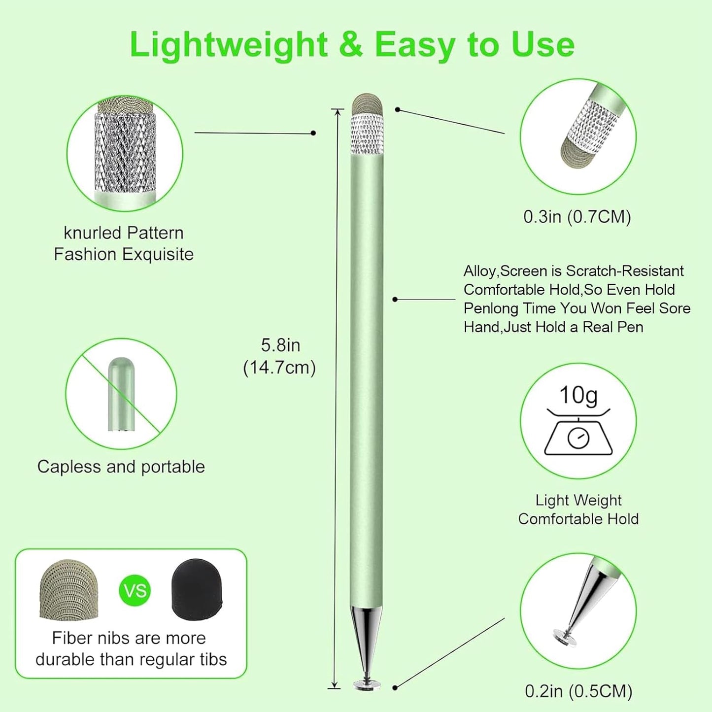 Stylus Pen for Touchscreen,3pcs 2in1 High Precision Sensitivity Stylus, Suitable for iPhone/ipad/Android Stylus for ipad,Compatible with Touch(Green/Purple/Rose Gold + 4Tips)