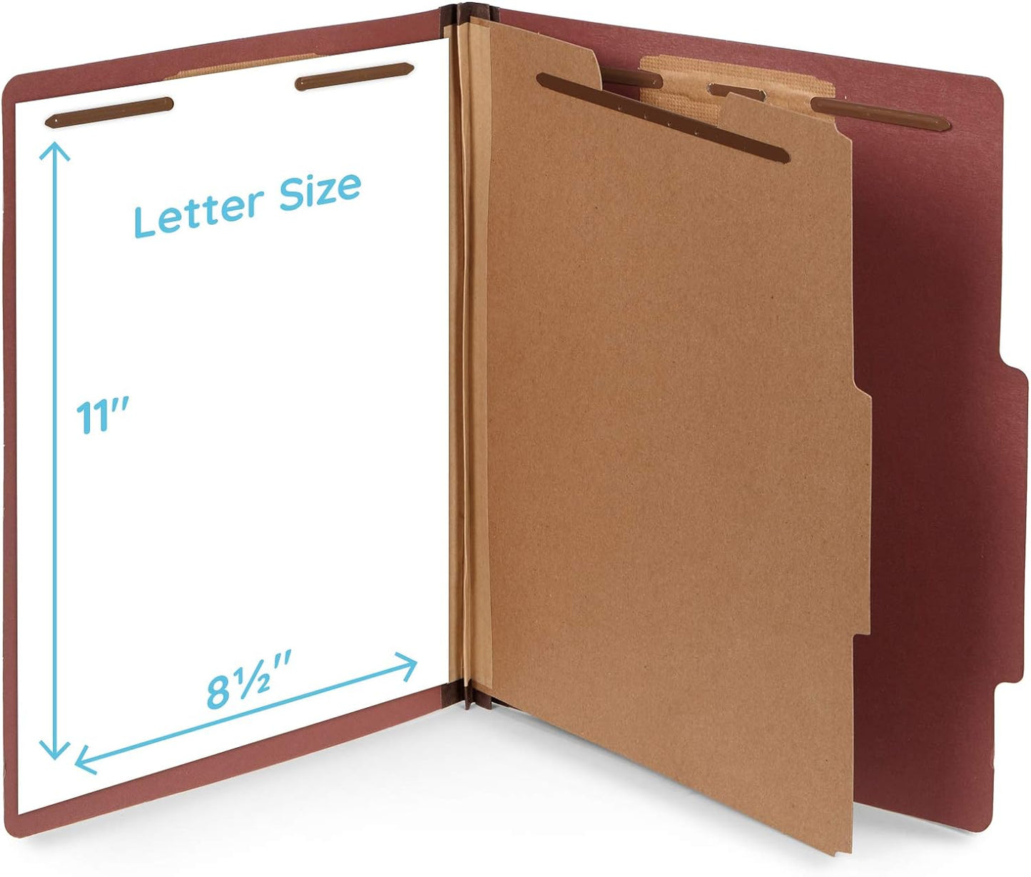 10 Letter Size Red Classification Folders - 1 Divider - 2 Inch Tyvek Expansions - Durable 2 Prongs Designed to Organize Standard Medical Files, Office Reports - Letter Size, Red Brick Color, 10 Pack