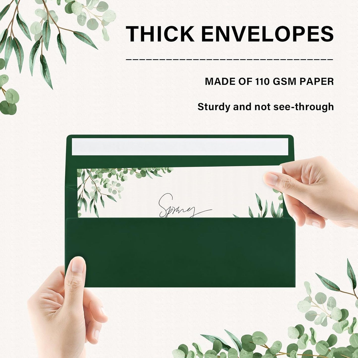 100 Pack #10 Business Envelopes, Self Seal Standard Christmas Dark Green Envelopes for Secure Business & Legal Mailing, Office, Checks, Letter, Invoices, 4 1/8 x 9 1/2 Inches