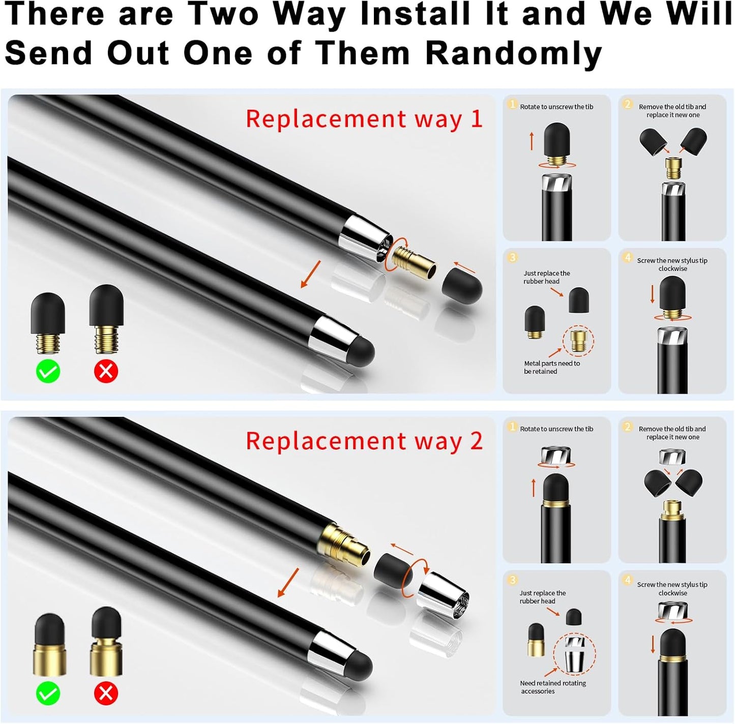 10 PCS Stylus,Stylus Pen for Touchscreen,Stylus 2-in-1 High Sensitivity & Precision Suitable for Touch Screens of iPhone/ipad/Android Tablets(10 Stylus Pen Gold/Black + 20 Tips)