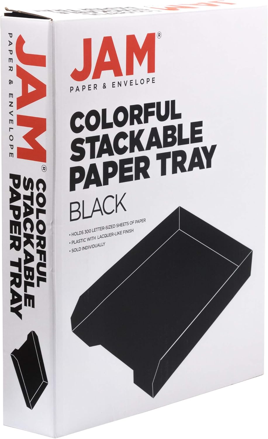 JAM PAPER Stackable Paper Trays - Black - Desktop Document, Letter, & File Organizer Tray - 2/Pack