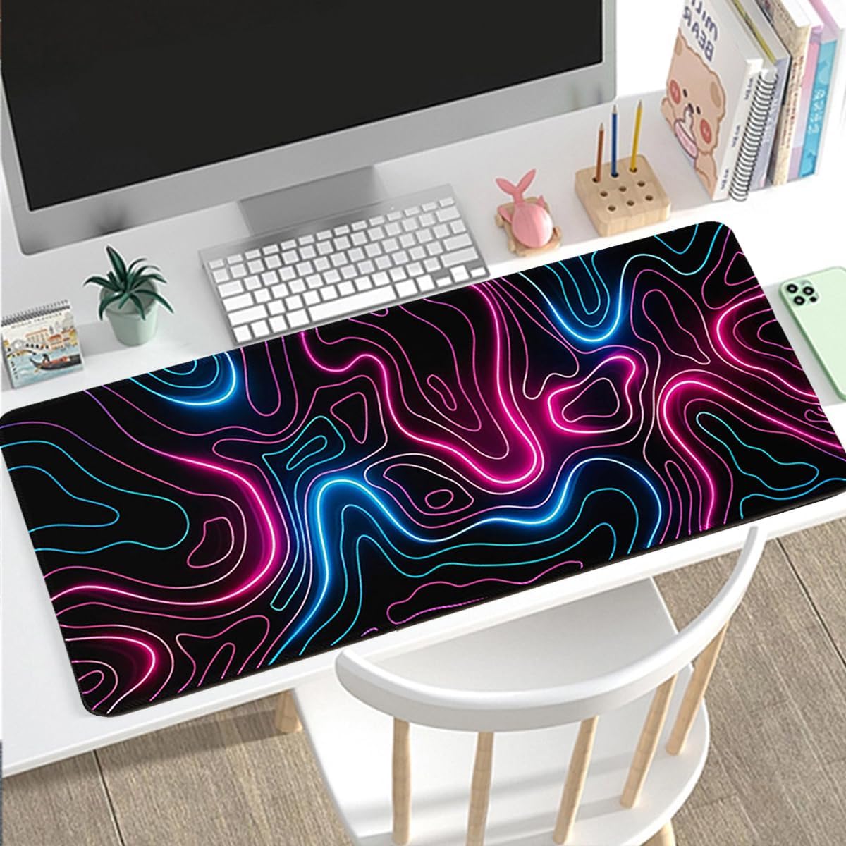 Large Mouse Pad for Desk - Gaming Mouse Pad with Non-Slip Base Stitched Edges, Desk Mat Desk Pad for Keyboard and Mouse