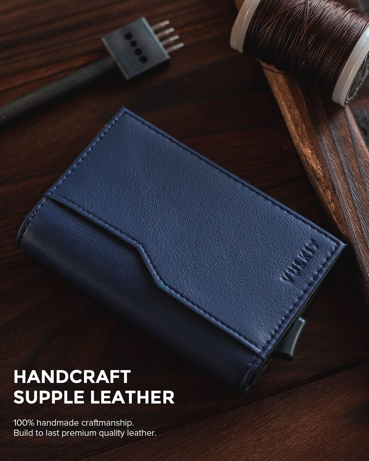 VULKIT Card Holder Wallet with Double ID Windows RFID Blocking Pop Up Wallet Minimalist Design for 12 Cards