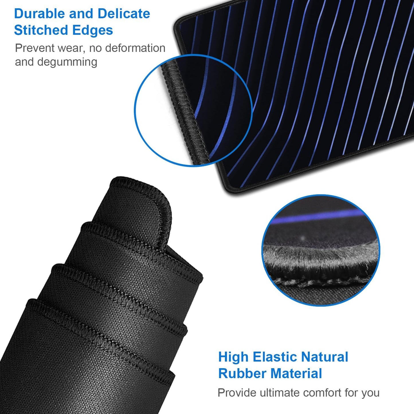 Gaming Mouse Pad, 31.5x15.7 inch Large Extended Computer Keyboard Mouse Mat, Water Resist Non-Slip Mousepad Rubber Base Long XXL Desk Mouse Pad for Work & Gaming, Office & Home, Blue line