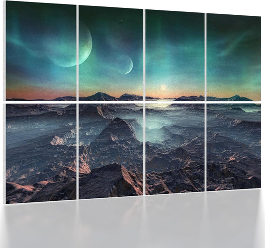 UMIACOUSTICS 8 Pcs 0.7Inch Thick Art Acoustic Panels, Total 47.2” x 31.5” Decorative Acoustical Wall Panels, Sound Absorbing Art Panels for Home, Office, Hotel, Recording Studio, Stars Daybreak