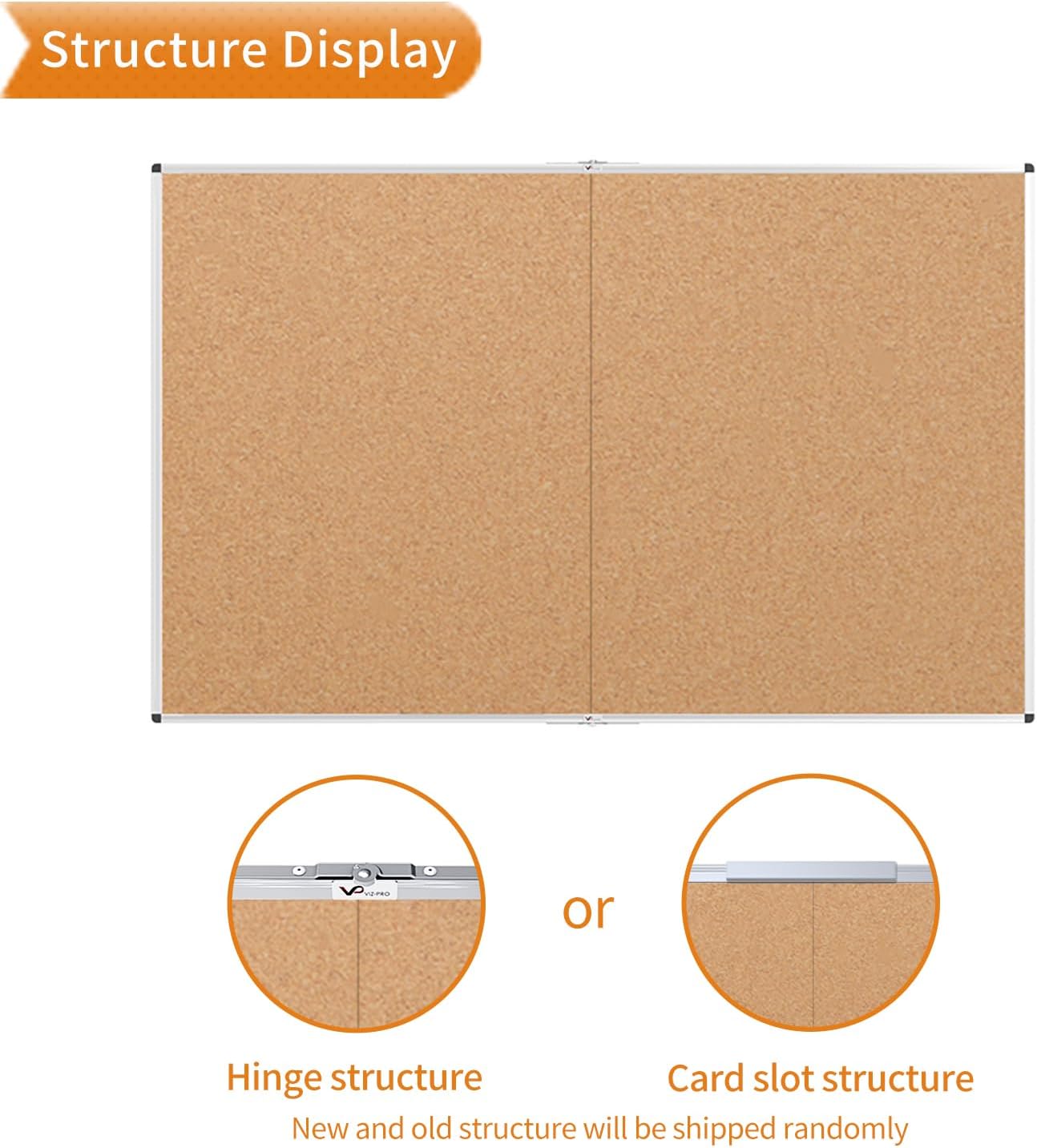 VIZ-PRO Large Cork Bulletin Board/Foldable Noticeboard, 48 X 48 Inches, Silver Aluminium Frame
