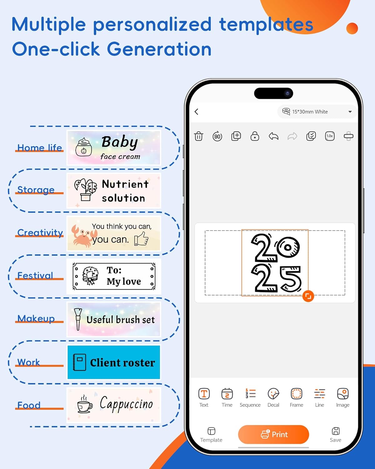 Label Maker Machine with Tape, D11s Bluetooth Label Maker Waterproof Labels, Portable Mini Label Printer with Various Templates for Home Office School, Blue