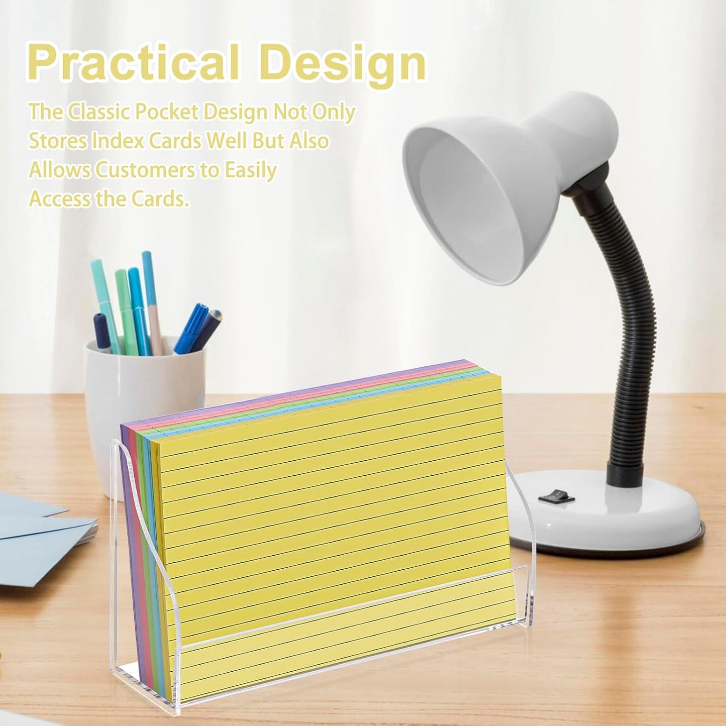 5x8 Inch Index Card Display Stand Acrylic Card Holder For Desk Note Card File Box Postcard Holder Business Stand Display Index Organizer Case for Office Business Desktop(No Card)