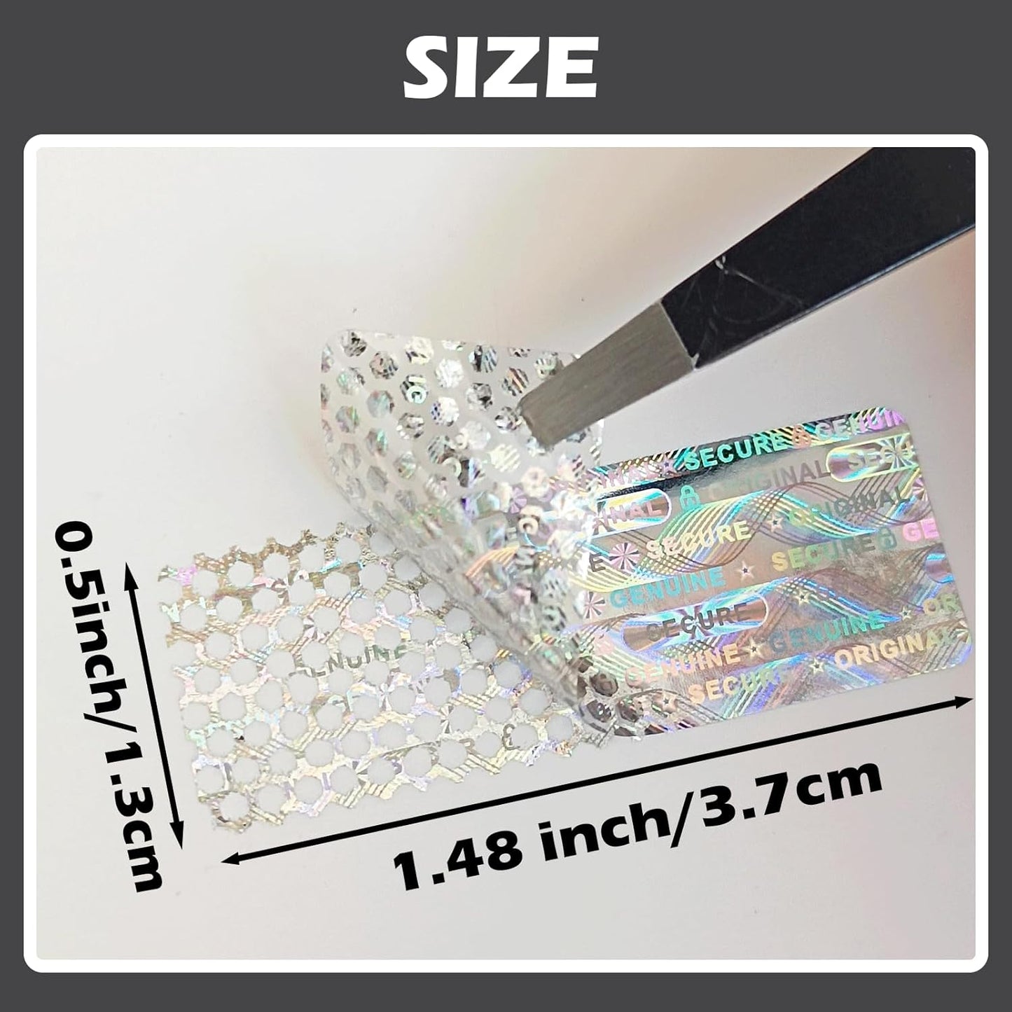 300pcs Tamper Proof Hologram Stickers Genuine Warranty Void Seal Labels tamepr evident Label Honeycomb Bottom (1.48x0.52inch)