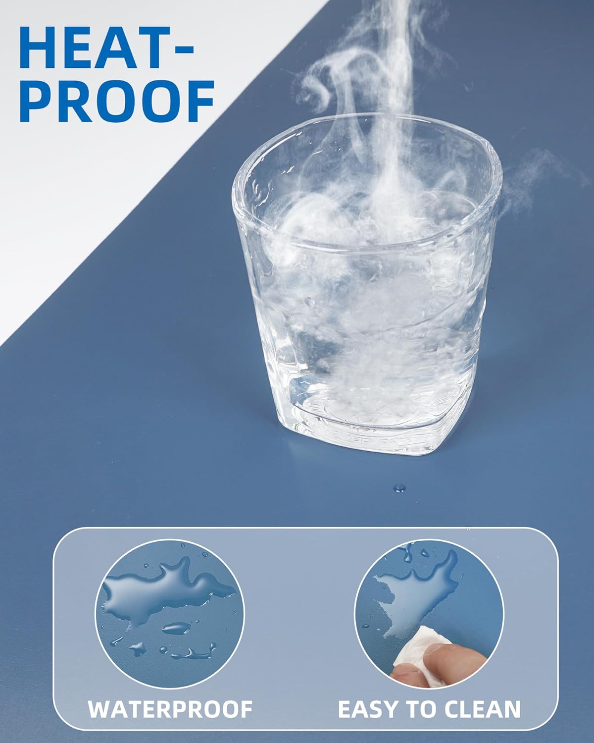 Leather Desk Pad Blotter,Mouse Pad,Office Desk Mat, Non-Slip PU Leather Desk mat,Large Desk mat,Waterproof Keyboard mat for Office/Home/Decor (Grey Blue,23.6" x 13")