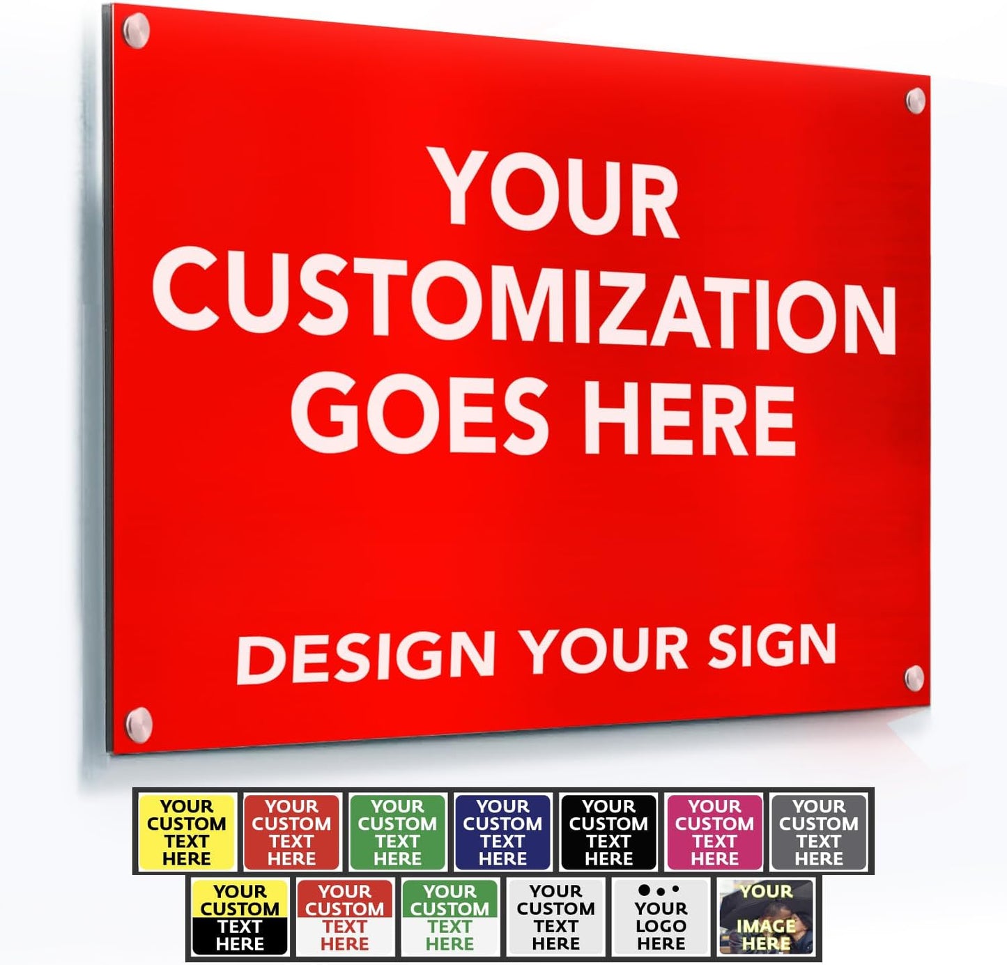 Custom Metal & Aluminum Signs - Personalized Outdoor Business Signs, White (Red, 18x12 In)