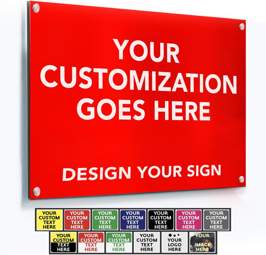 Custom Metal & Aluminum Signs - Personalized Outdoor Business Signs, White (Red, 18x12 In)